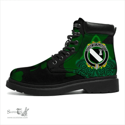 Irish House of PLUNKETT Coat of Arms Family Crest Irish Boots with Knot And Shamrock All Season Boots