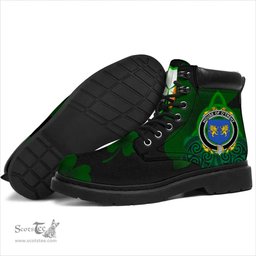 Irish House of O TREHY Troy Coat of Arms Family Crest Irish Boots with Knot And Shamrock All Season Boots