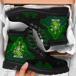 Irish Pearse Coat of Arms Family Crest Irish Boots with Knot And Shamrock All Season Boots