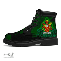 Irish Miles or Moyles Coat of Arms Family Crest Irish Boots with Knot And Shamrock All Season Boots