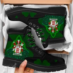 Irish McInerney Coat of Arms Family Crest Irish Boots with Knot And Shamrock All Season Boots