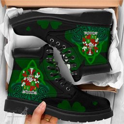 Irish Naghten or O Naghten Coat of Arms Family Crest Irish Boots with Knot And Shamrock All Season Boots