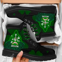Irish Kearns or O Kearon Coat of Arms Family Crest Irish Boots with Knot And Shamrock All Season Boots