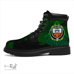 Irish House of O MULVIHILL Coat of Arms Family Crest Irish Boots with Knot And Shamrock All Season Boots