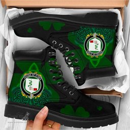Irish House of O HEA Coat of Arms Family Crest Irish Boots with Knot And Shamrock All Season Boots