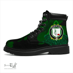 Irish House of O HEA Coat of Arms Family Crest Irish Boots with Knot And Shamrock All Season Boots
