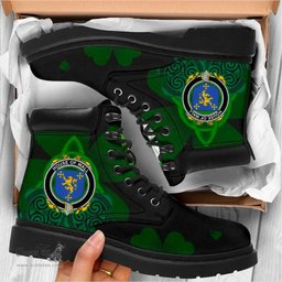 Irish House of WALL Coat of Arms Family Crest Irish Boots with Knot And Shamrock All Season Boots