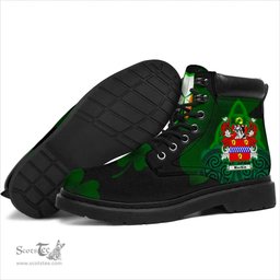 Irish Mackin Coat of Arms Family Crest Irish Boots with Knot And Shamrock All Season Boots