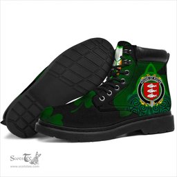 Irish House of ROCHE Coat of Arms Family Crest Irish Boots with Knot And Shamrock All Season Boots