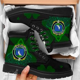 Irish House of O SHEEHAN Coat of Arms Family Crest Irish Boots with Knot And Shamrock All Season Boots