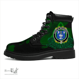 Irish House of MACDONNELL Clare and Connacht Coat of Arms Family Crest Irish Boots with Knot And Shamrock All Season Boots