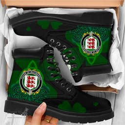 Irish House of MACiNERNEY Coat of Arms Family Crest Irish Boots with Knot And Shamrock All Season Boots