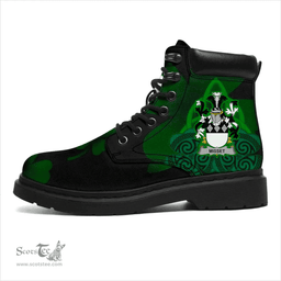 Irish Misset Coat of Arms Family Crest Irish Boots with Knot And Shamrock All Season Boots