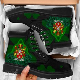 Irish Minnitt Coat of Arms Family Crest Irish Boots with Knot And Shamrock All Season Boots