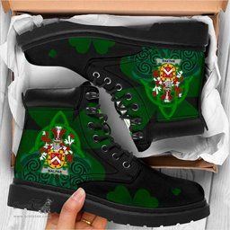 Irish Malpas Coat of Arms Family Crest Irish Boots with Knot And Shamrock All Season Boots