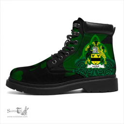 Irish McFall Coat of Arms Family Crest Irish Boots with Knot And Shamrock All Season Boots
