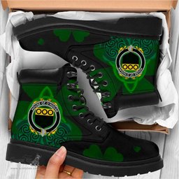 Irish House of O HOGAN Coat of Arms Family Crest Irish Boots with Knot And Shamrock All Season Boots