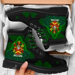 Irish Knight Coat of Arms Family Crest Irish Boots with Knot And Shamrock All Season Boots