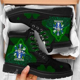 Irish McElligott Coat of Arms Family Crest Irish Boots with Knot And Shamrock All Season Boots
