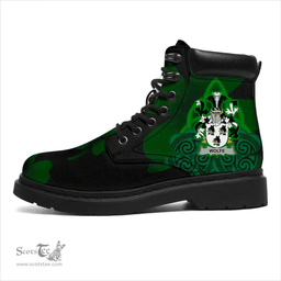 Irish Wolfe Coat of Arms Family Crest Irish Boots with Knot And Shamrock All Season Boots