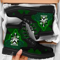 Irish Thunder Coat of Arms Family Crest Irish Boots with Knot And Shamrock All Season Boots