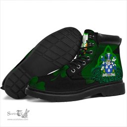 Irish Tobin Coat of Arms Family Crest Irish Boots with Knot And Shamrock All Season Boots