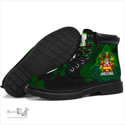 Irish Rush Coat of Arms Family Crest Irish Boots with Knot And Shamrock All Season Boots