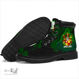 Irish Vere Coat of Arms Family Crest Irish Boots with Knot And Shamrock All Season Boots