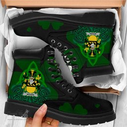 Irish Wogan Coat of Arms Family Crest Irish Boots with Knot And Shamrock All Season Boots