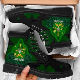 Irish Turley Coat of Arms Family Crest Irish Boots with Knot And Shamrock All Season Boots