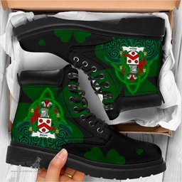 Irish Steen Coat of Arms Family Crest Irish Boots with Knot And Shamrock All Season Boots