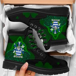 Irish Venables Coat of Arms Family Crest Irish Boots with Knot And Shamrock All Season Boots