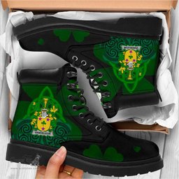 Irish Vandeleur Coat of Arms Family Crest Irish Boots with Knot And Shamrock All Season Boots