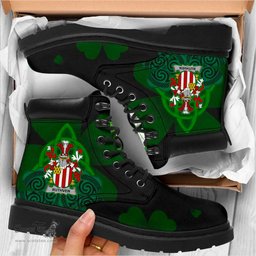 Irish Ruthven Coat of Arms Family Crest Irish Boots with Knot And Shamrock All Season Boots