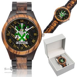 Irish Ancketill Irish Family Crest Indian Ebony Wooden Watch Irish Wooden Watch