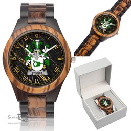 Irish Droney or O Droney Irish Family Crest Indian Ebony Wooden Watch Irish Wooden Watch