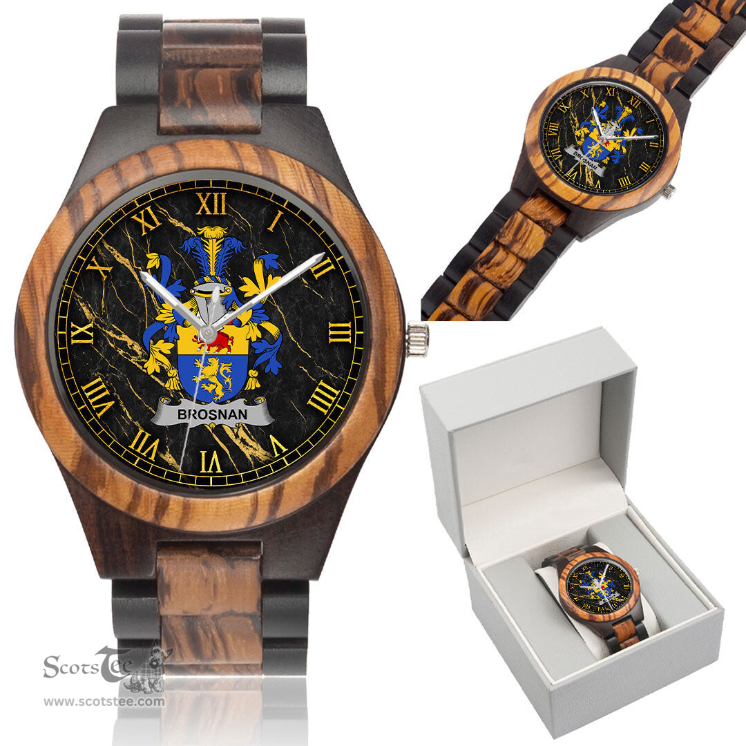 Irish Brosnan or O Brosnan Irish Family Crest Indian Ebony Wooden Watch Irish Wooden Watch