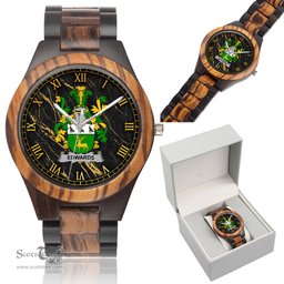 Irish Edwards Irish Family Crest Indian Ebony Wooden Watch Irish Wooden Watch