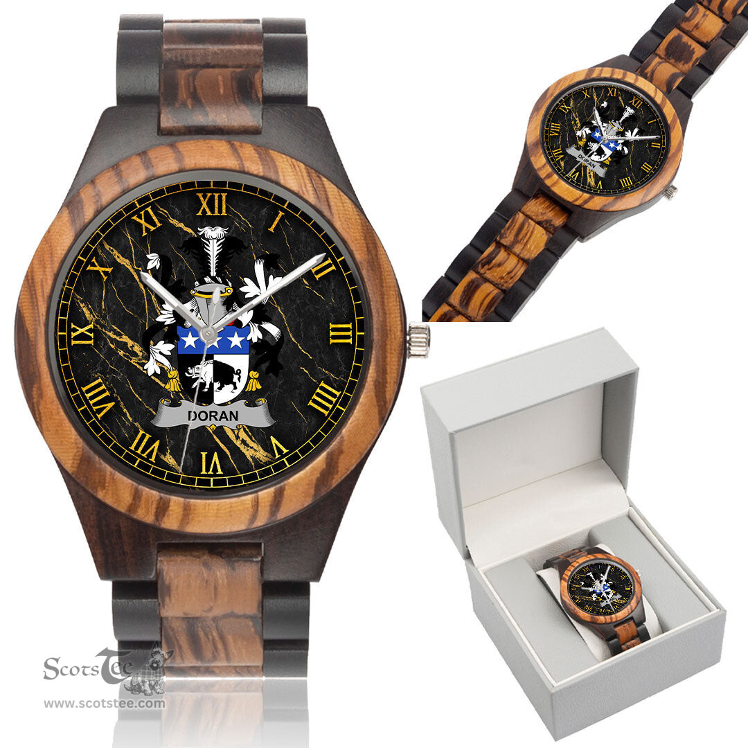 Irish Doran or O Doran Irish Family Crest Indian Ebony Wooden Watch Irish Wooden Watch