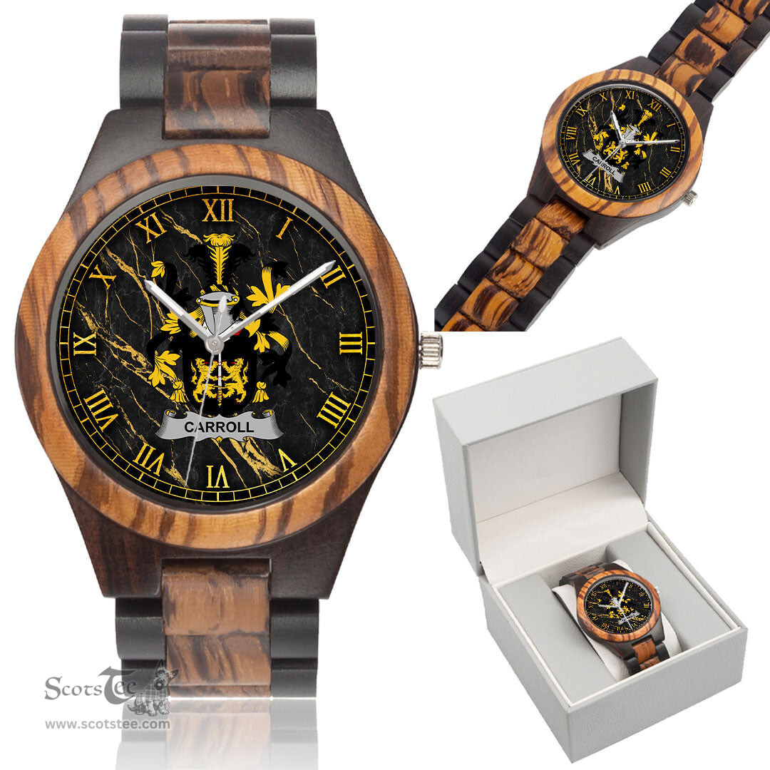 Irish Carroll or O Carroll Irish Family Crest Indian Ebony Wooden Watch Irish Wooden Watch