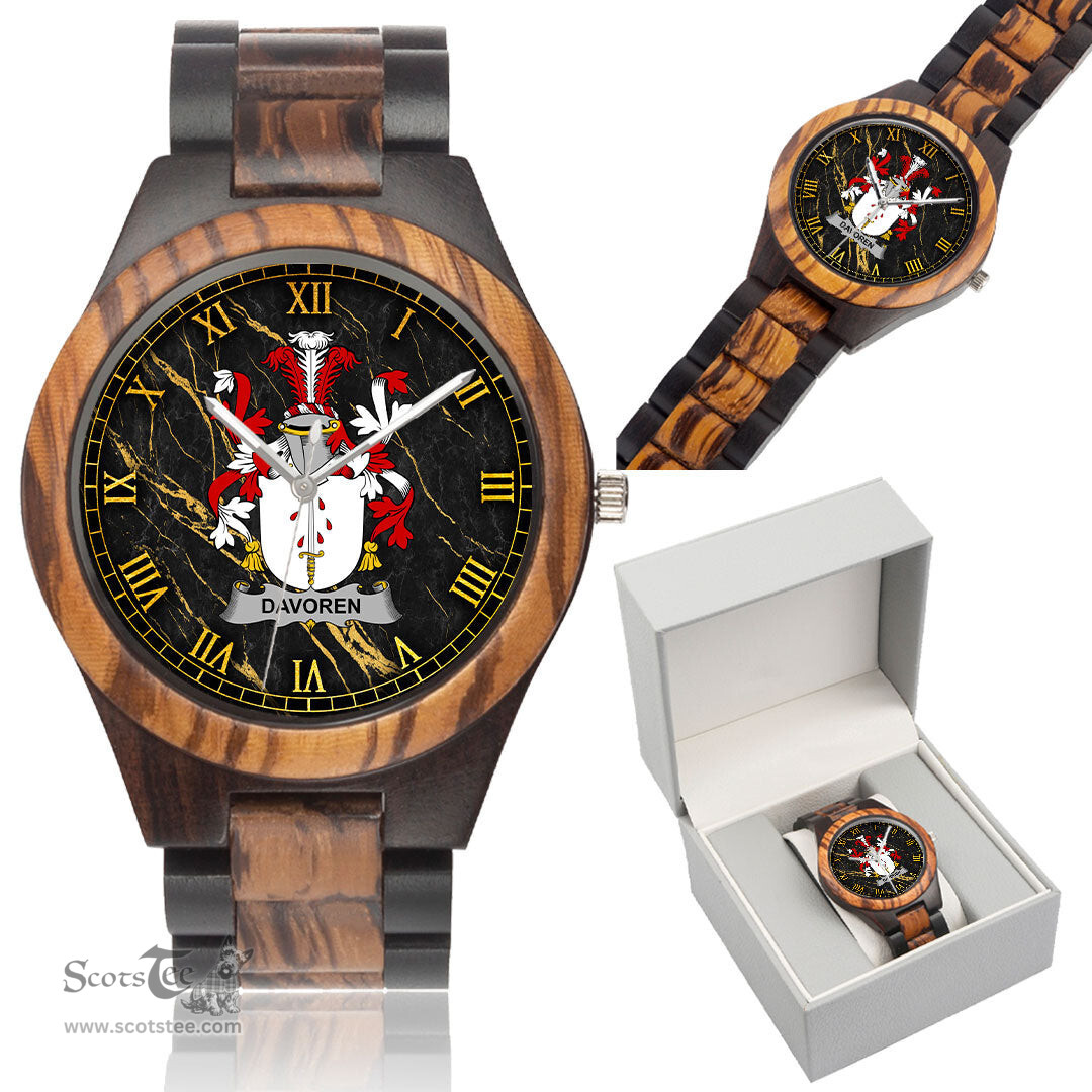 Irish Davoren or O Davoren Irish Family Crest Indian Ebony Wooden Watch Irish Wooden Watch