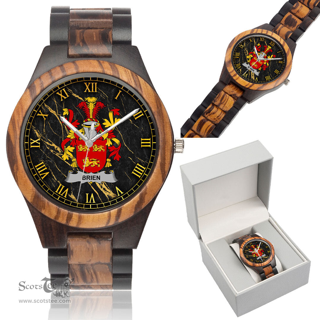 Irish Brien or Bryan Irish Family Crest Indian Ebony Wooden Watch Irish Wooden Watch