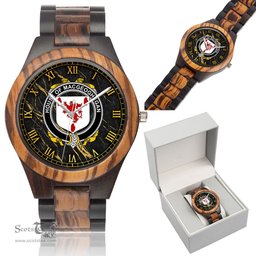 Irish House of MACGEOGHEGAN Irish Family Crest Indian Ebony Wooden Watch Irish Wooden Watch