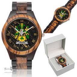 Irish Grehan or O Greaghan Irish Family Crest Indian Ebony Wooden Watch Irish Wooden Watch