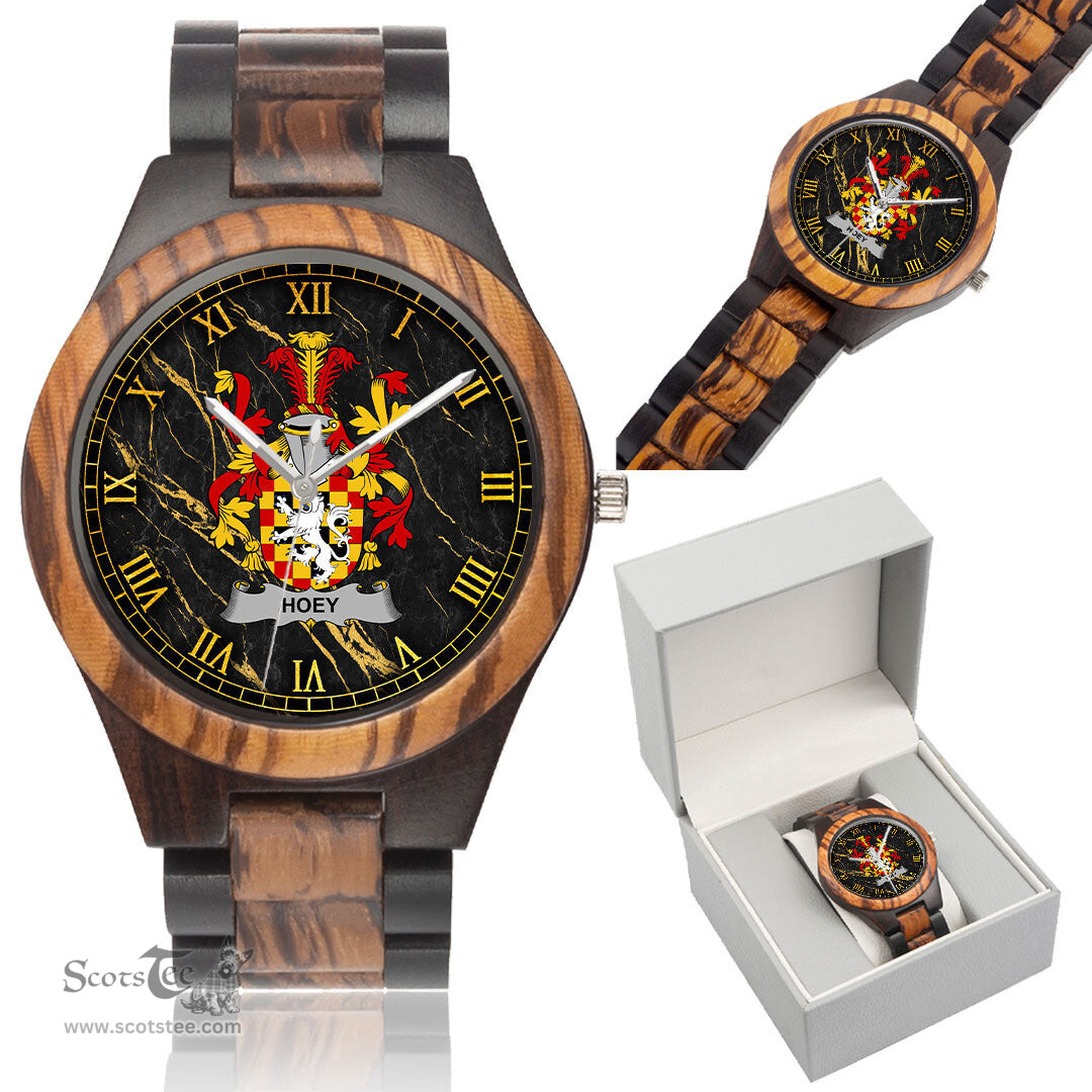 Irish Hoey or O Hoey Irish Family Crest Indian Ebony Wooden Watch Irish Wooden Watch