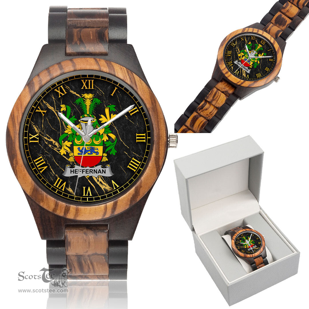 Irish Heffernan or O Heffernan Irish Family Crest Indian Ebony Wooden Watch Irish Wooden Watch
