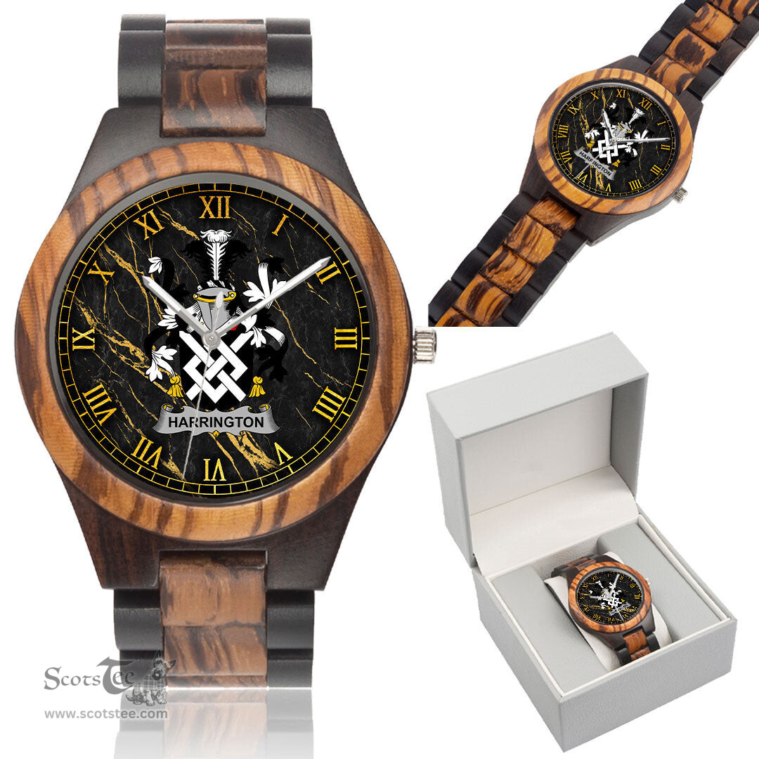 Irish Harrington Irish Family Crest Indian Ebony Wooden Watch Irish Wooden Watch
