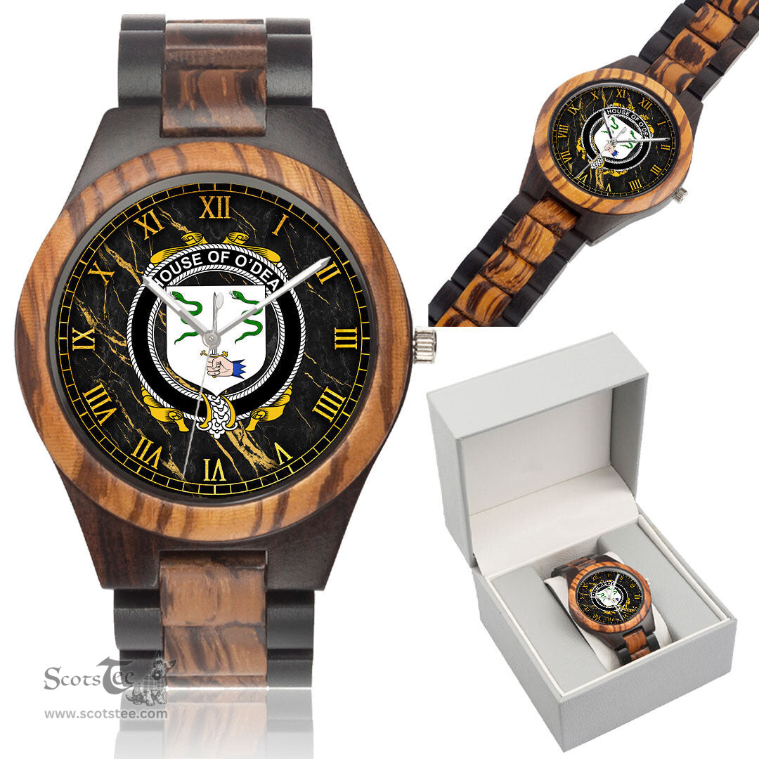 Irish House of O DEA Irish Family Crest Indian Ebony Wooden Watch Irish Wooden Watch
