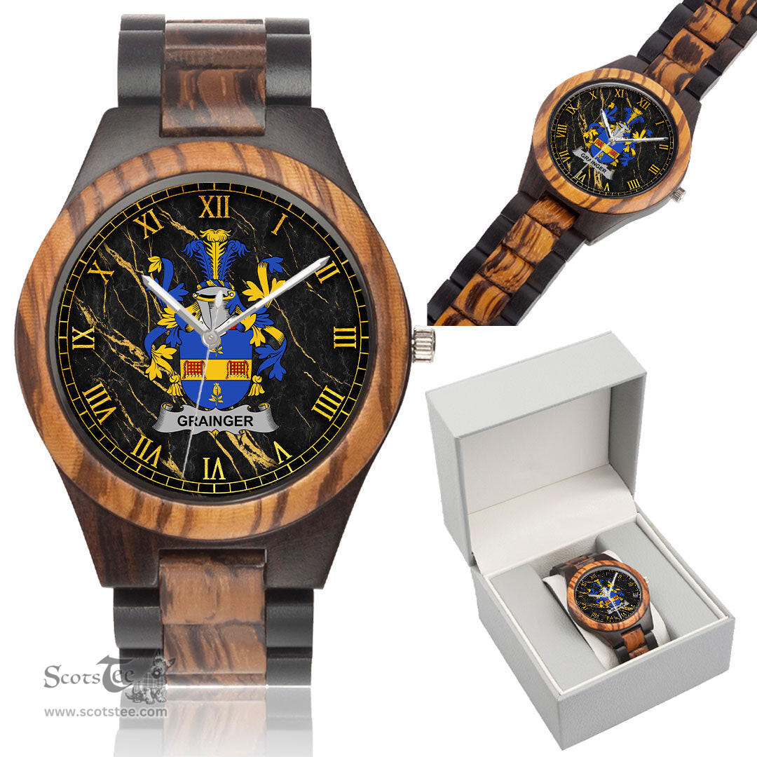 Irish Grainger Irish Family Crest Indian Ebony Wooden Watch Irish Wooden Watch