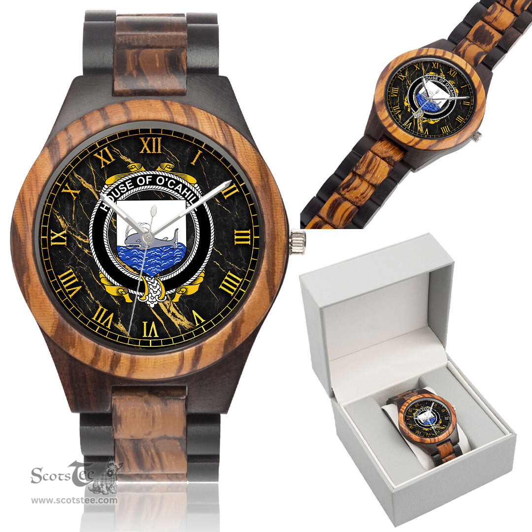 Irish House of O CAHILL Irish Family Crest Indian Ebony Wooden Watch Irish Wooden Watch